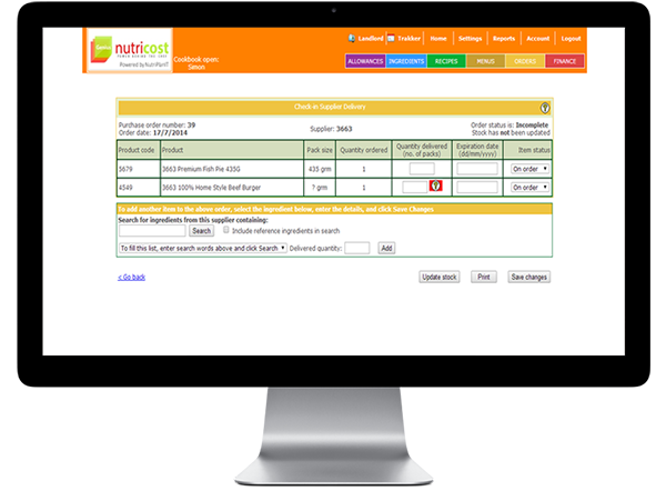 Nutricost Food & Beverage Stock Management System Software